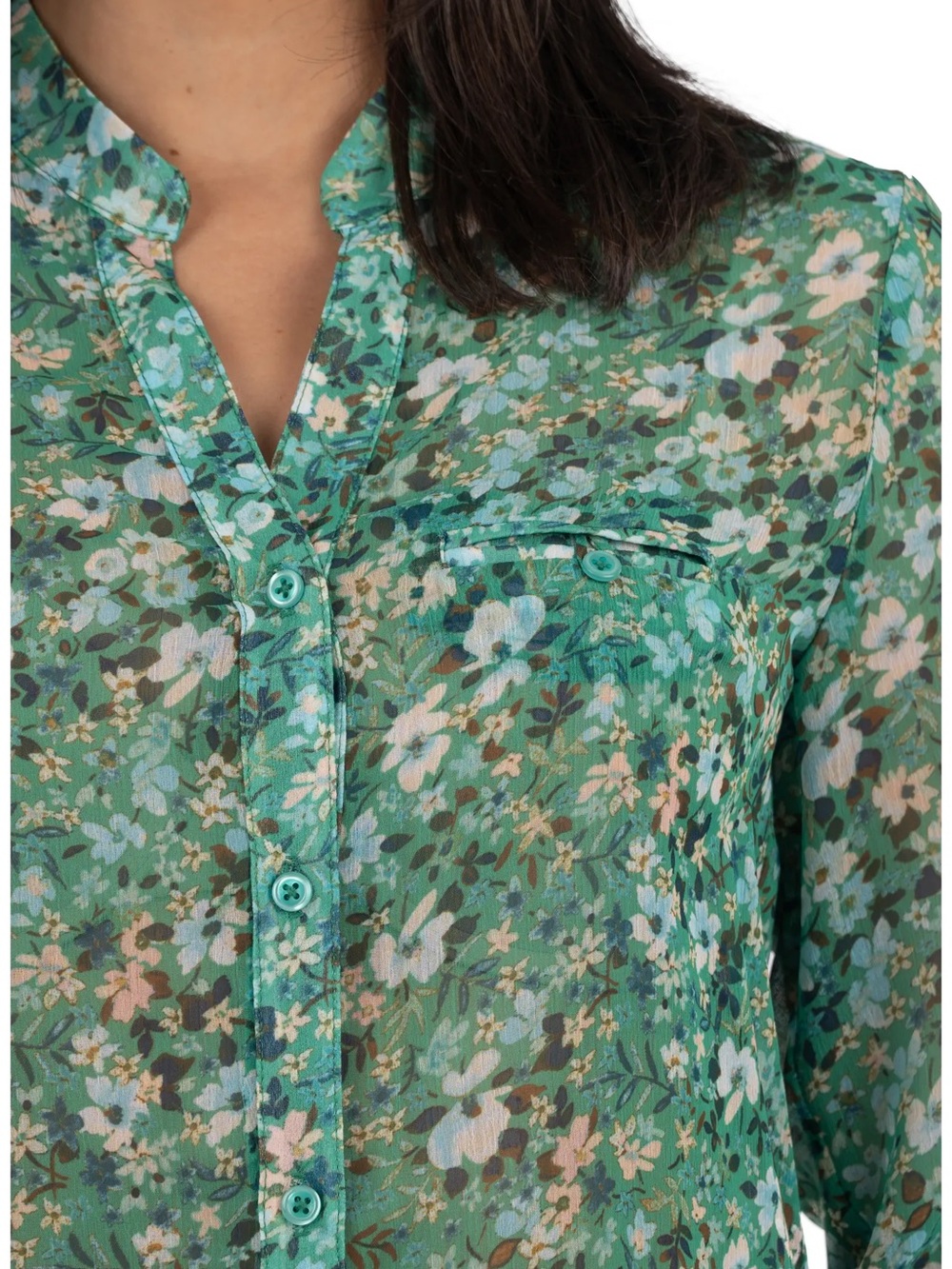 Kut from the Kloth Jasmine Chiffon Floral Button-up Blouse